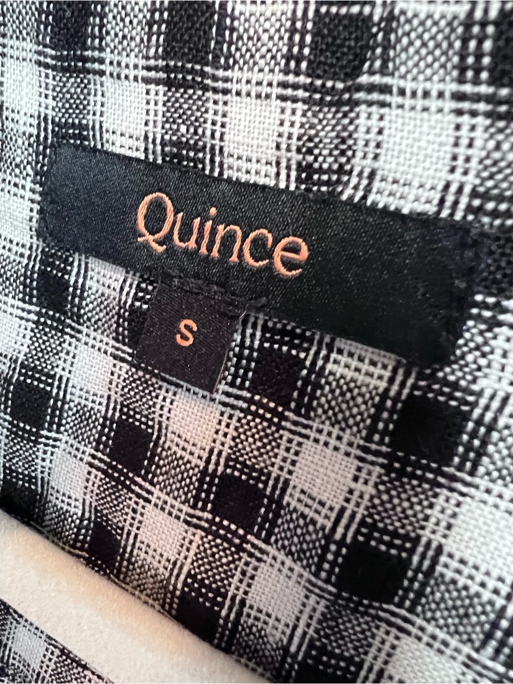 QUINCE Black and White Linen Gingham Check Button Front Shirtwaist Dress, S - Picture 12 of 12